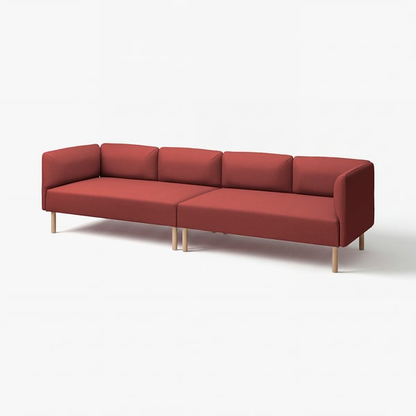 LILLEHEM Divano a 4 posti componibile, Gunnared/marrone-rosso legno