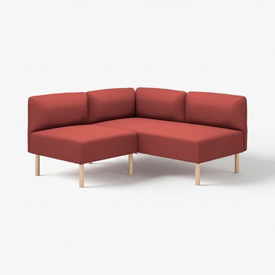 LILLEHEM Divano angolare 2 posti componibile, Gunnared/marrone-rosso legno