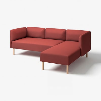 LILLEHEM Divano comp 3 posti/chaise-longue, Gunnared/marrone-rosso legno