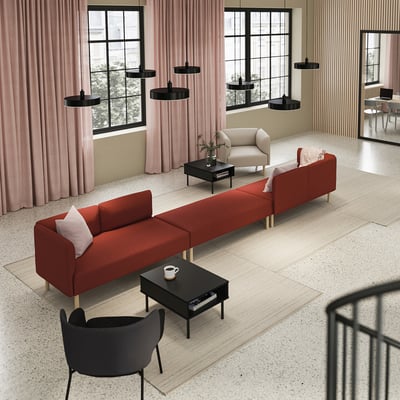 LILLEHEM Divano componibile 6 posti, Gunnared/marrone-rosso legno