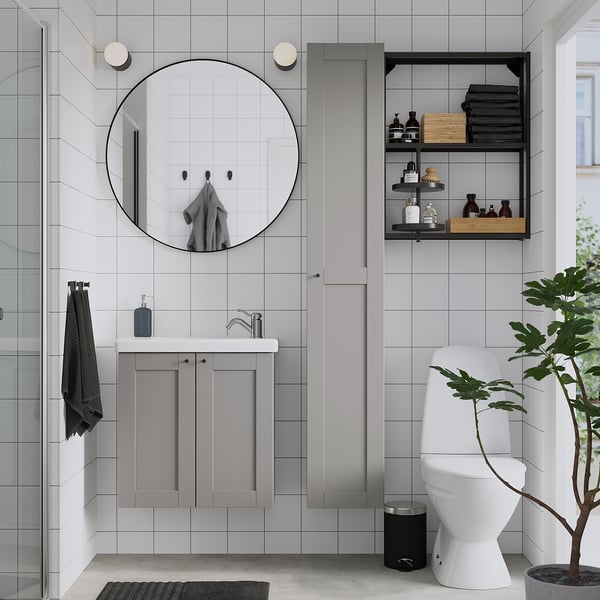 LINDBYN Specchio, nero, 80 cm
