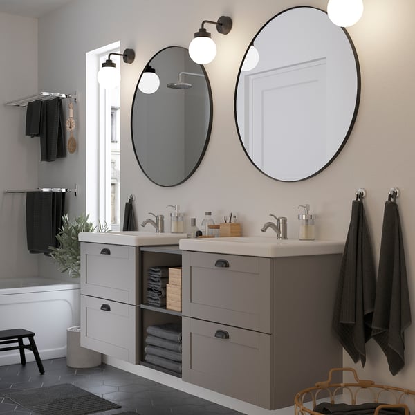 LINDBYN Specchio, nero, 80 cm