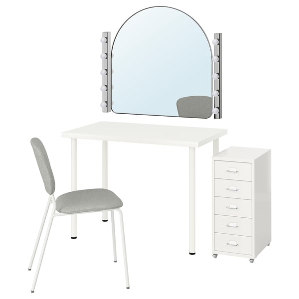 LINNMON / VIHALS Scrivania e sedia, bianco/beige-grigio
