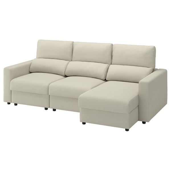 MALMKÖPING Divano a 3 posti, con chaise-longue/Tibbleby beige chiaro