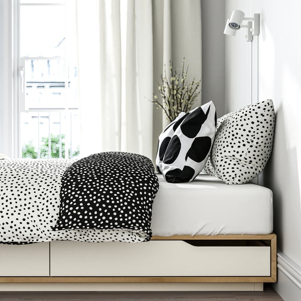MANDAL Struttura letto con cassetti, betulla/bianco, 160x200 cm