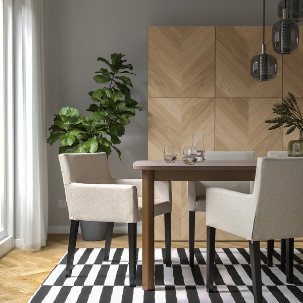 MÅRENÄS Sedia con braccioli, nero/Gunnared beige