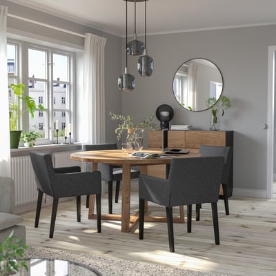 MÅRENÄS Sedia con braccioli, nero/Gunnared grigio scuro