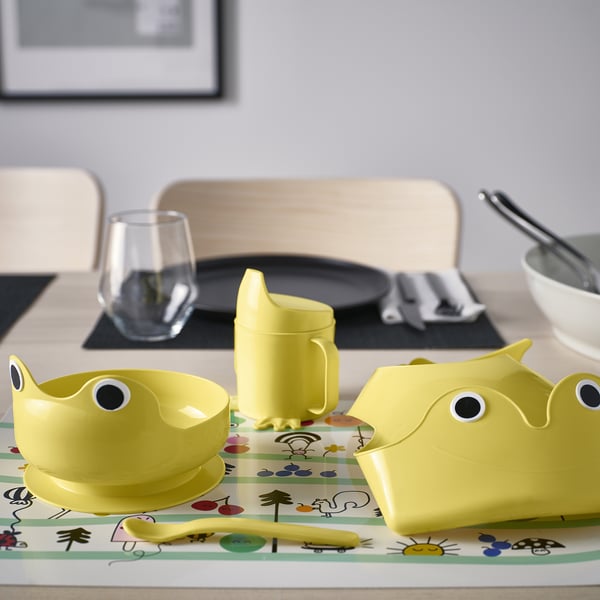 MATA Set per pappa, 4 pezzi, giallo chiaro