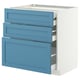 METOD / MAXIMERA Mob 3front/2casset bas/1med/1alt, bianco/Lerhyttan blu, 80x60 cm