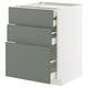 METOD / MAXIMERA Mob 3front/2casset bas/1med/1alt, bianco/Nickebo grigio-verde opaco, 60x60 cm
