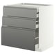 METOD / MAXIMERA Mob 3front/2casset bas/1med/1alt, bianco/Voxtorp effetto acciaio inossidabile, 80x60 cm