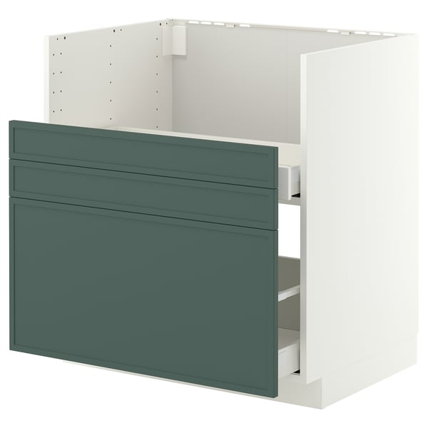 METOD / MAXIMERA Mob base lavello TALLSJÖN, bianco/Aspudden grigio scuro-verde, 80x60 cm
