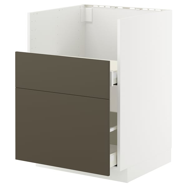 METOD / MAXIMERA Mob base lavello TALLSJÖN, bianco/Havstorp marrone-beige, 60x60 cm