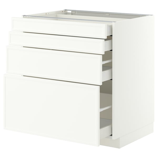METOD / MAXIMERA Mobile/4 frontali/4 cassetti, bianco/Aspudden bianco opaco, 80x60 cm