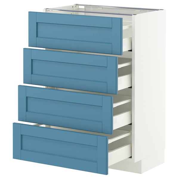 METOD / MAXIMERA Mobile/4 frontali/4 cassetti, bianco/Lerhyttan blu, 60x37 cm