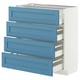 METOD / MAXIMERA Mobile/4 frontali/4 cassetti, bianco/Lerhyttan blu, 80x37 cm