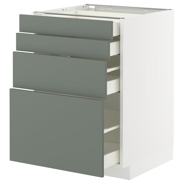 METOD / MAXIMERA Mobile/4 frontali/4 cassetti, bianco/Nickebo grigio-verde opaco, 60x60 cm