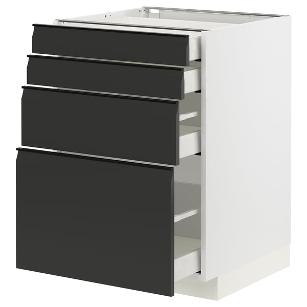 METOD / MAXIMERA Mobile/4 frontali/4 cassetti, bianco/Upplöv antracite opaco, 60x60 cm