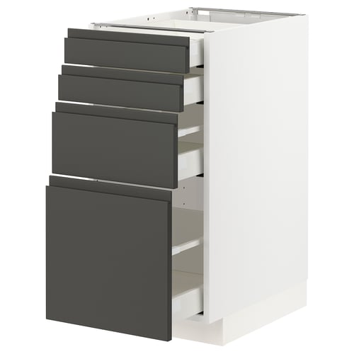 METOD / MAXIMERA Mobile/4 frontali/4 cassetti, bianco/Voxtorp grigio scuro, 40x60 cm