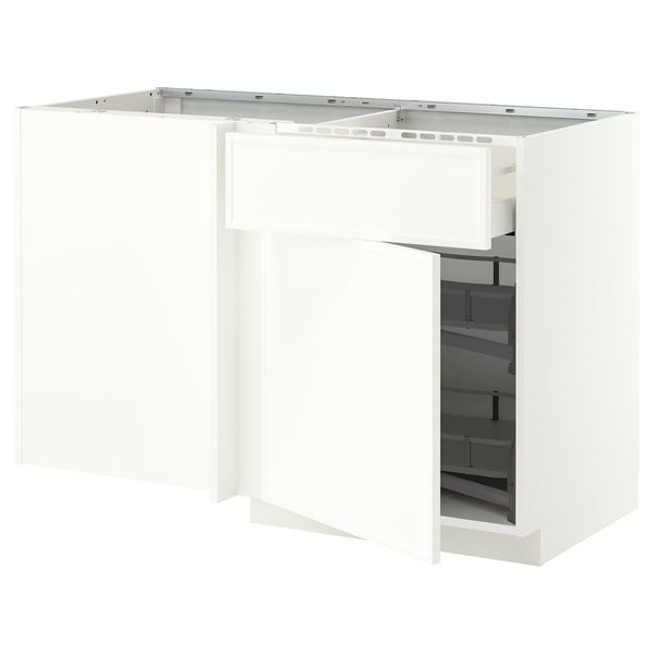 METOD / MAXIMERA Mobile base ang/cassetto/elem estr, bianco/Aspudden bianco opaco, 128x68 cm