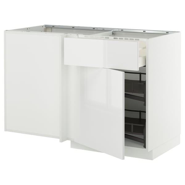 METOD / MAXIMERA Mobile base ang/cassetto/elem estr, bianco/Ringhult bianco, 128x68 cm