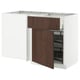 METOD / MAXIMERA Mobile base ang/cassetto/elem estr, bianco/Sinarp marrone, 128x68 cm