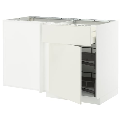 METOD / MAXIMERA Mobile base ang/cassetto/elem estr, bianco/Veddinge bianco, 128x68 cm
