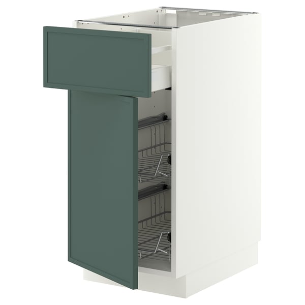 METOD / MAXIMERA Mobile base, cestello/cassetto/anta, bianco/Aspudden grigio scuro-verde, 40x60 cm