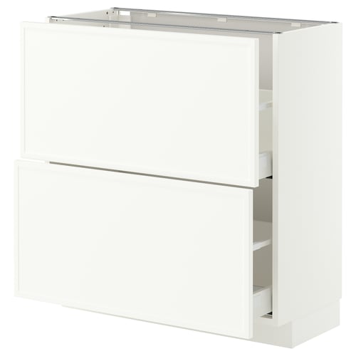 METOD / MAXIMERA Mobile base con 2 cassetti, bianco/Aspudden bianco opaco, 80x37 cm