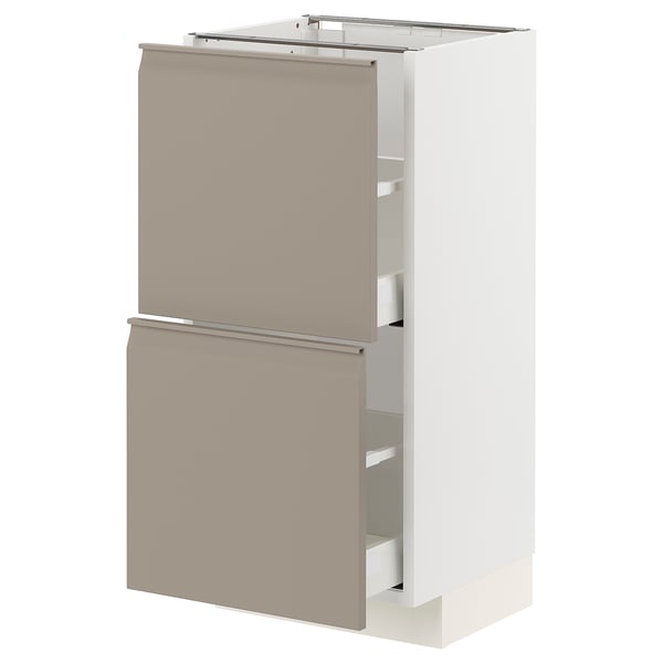 METOD / MAXIMERA Mobile base con 2 cassetti, bianco/Upplöv beige scuro opaco, 40x37 cm