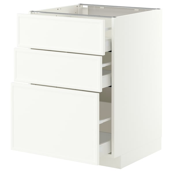METOD / MAXIMERA Mobile base con 3 cassetti, bianco/Aspudden bianco opaco, 60x60 cm