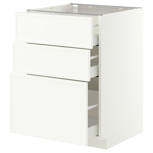 METOD / MAXIMERA Mobile base con 3 cassetti, bianco/Aspudden bianco opaco, 60x60 cm