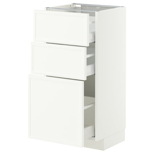 METOD / MAXIMERA Mobile base con 3 cassetti, bianco/Aspudden bianco opaco, 40x37 cm