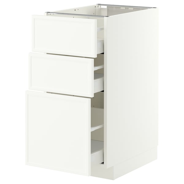 METOD / MAXIMERA Mobile base con 3 cassetti, bianco/Aspudden bianco opaco, 40x60 cm