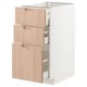 METOD / MAXIMERA Mobile base con 3 cassetti, bianco/Fröjered bambù chiaro, 40x60 cm