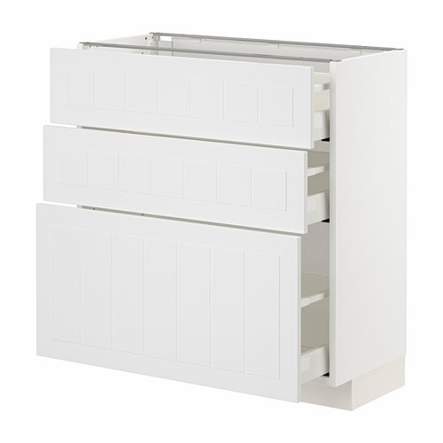 METOD / MAXIMERA Mobile base con 3 cassetti, bianco/Stensund bianco, 80x37 cm