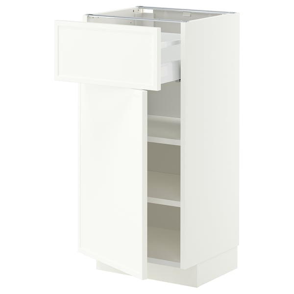 METOD / MAXIMERA Mobile base con cassetto/anta, bianco/Aspudden bianco opaco, 40x37 cm