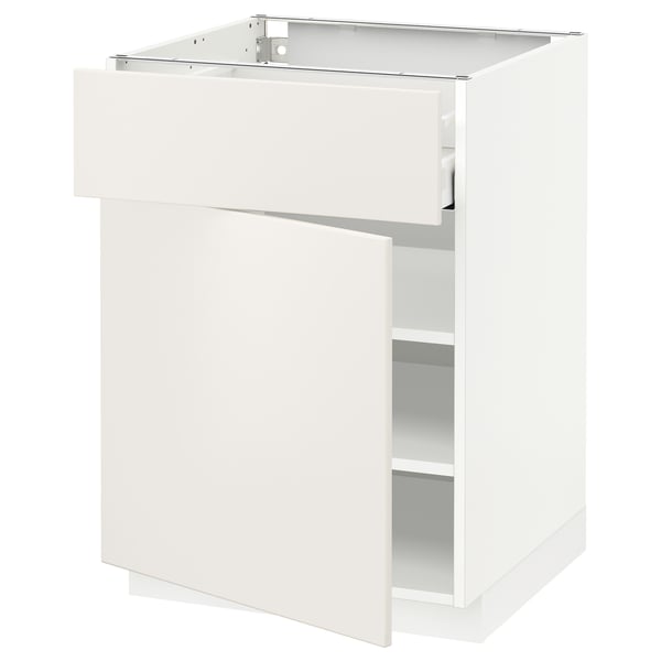 METOD / MAXIMERA Mobile base con cassetto/anta, bianco/Veddinge bianco, 60x60 cm