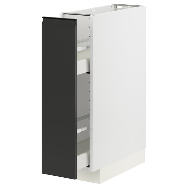 METOD / MAXIMERA Mobile base e accessori estraibili, bianco/Upplöv antracite opaco, 20x60 cm