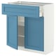 METOD / MAXIMERA Mobile con cassetto/2 ante, bianco/Lerhyttan blu, 80x37 cm