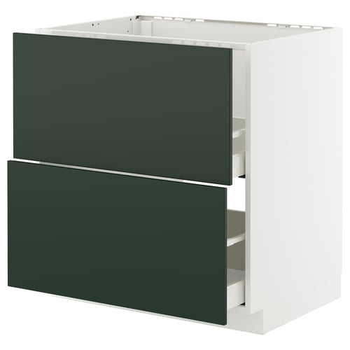 METOD / MAXIMERA Mobile lavello/2frontali/2cassetti, bianco/Havstorp verde intenso, 80x60 cm