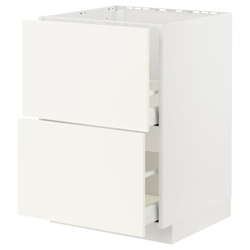 METOD / MAXIMERA Mobile lavello/2frontali/2cassetti, bianco/Vallstena bianco, 60x60 cm