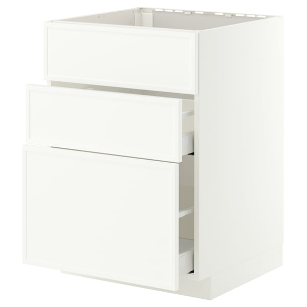 METOD / MAXIMERA Mobile lavello/3frontali/2cassetti, bianco/Aspudden bianco opaco, 60x60 cm