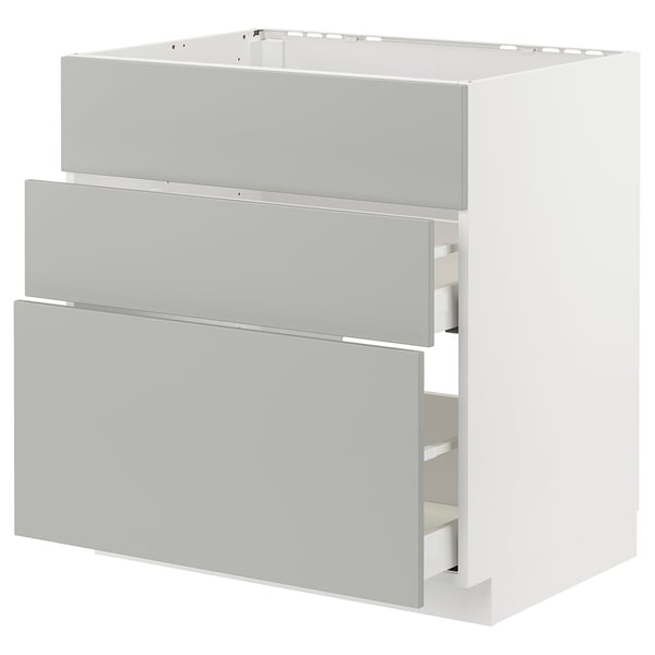 METOD / MAXIMERA Mobile lavello/3frontali/2cassetti, bianco/Havstorp grigio chiaro, 80x60 cm