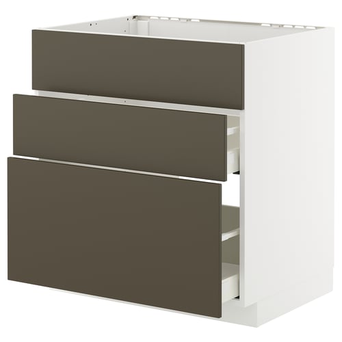 METOD / MAXIMERA Mobile lavello/3frontali/2cassetti, bianco/Havstorp marrone-beige, 80x60 cm