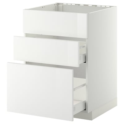 METOD / MAXIMERA Mobile lavello/3frontali/2cassetti, bianco/Ringhult bianco, 60x60 cm