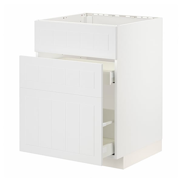 METOD / MAXIMERA Mobile lavello/3frontali/2cassetti, bianco/Stensund bianco, 60x60 cm