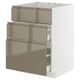 METOD / MAXIMERA Mobile lavello/3frontali/2cassetti, bianco/Voxtorp grigio-marrone scuro lucido, 60x60 cm