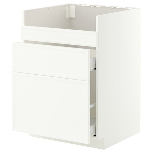 METOD / MAXIMERA Mobile lavello HAVSEN/3front/2cass, bianco/Aspudden bianco opaco, 60x60 cm