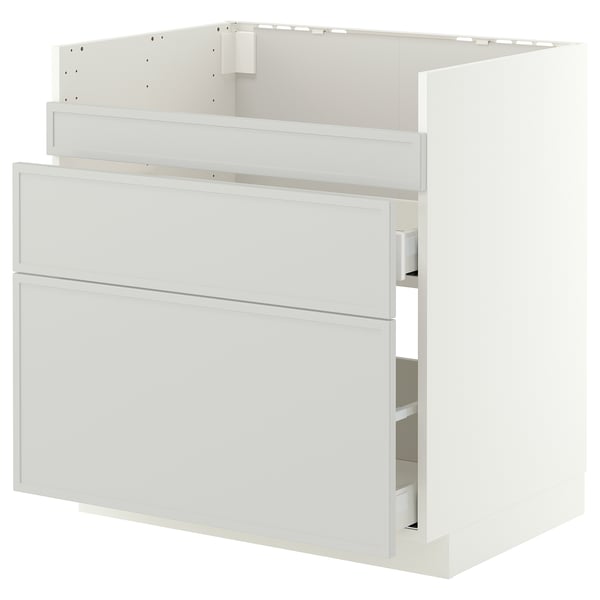 METOD / MAXIMERA Mobile lavello HAVSEN/3front/2cass, bianco/Aspudden grigio chiaro, 80x60 cm